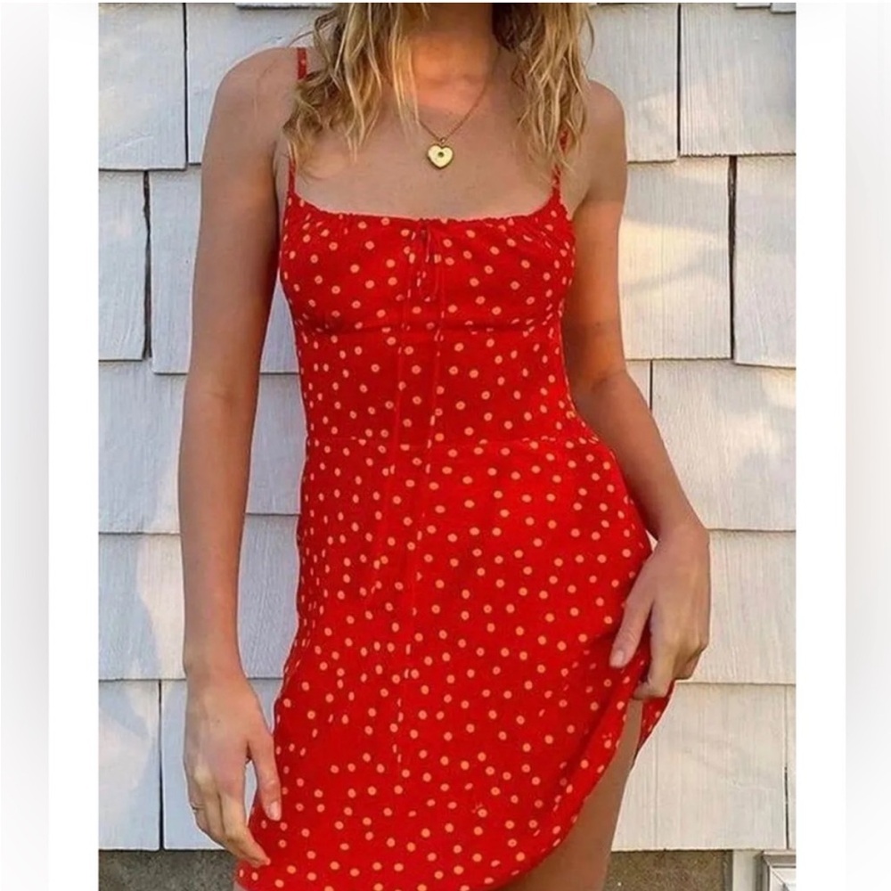 Red and yellow polka dot dress by Réalisation Par
